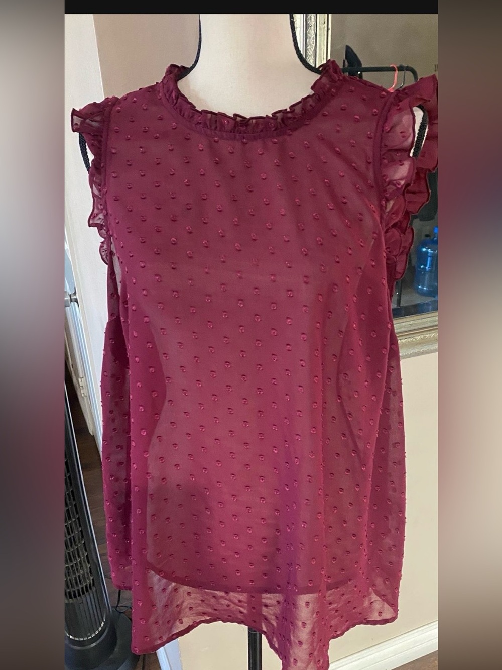 torrid Plum Swiss Dot Ruffle Shell